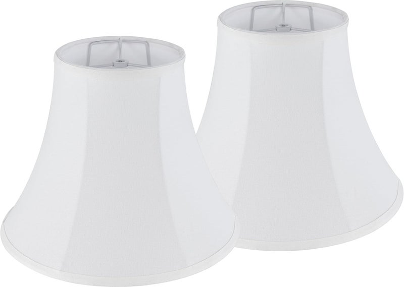 JERHOUS White - Ivory Bell Lamp Shades Set of 2 Medium Lamp Shade 6.7``Top x 13``Bottom x 10``High(Spider) Traditional Lampshade for Table Lamp & Bedside Lamp - Replacement Lampshade By - Image 1